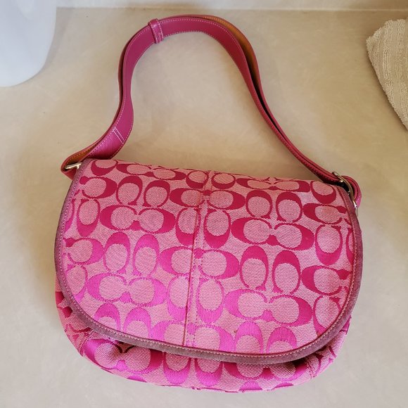 Vintage Rare Coach Pink Signature Shoulder Bag Purse - Picture 1 of 10